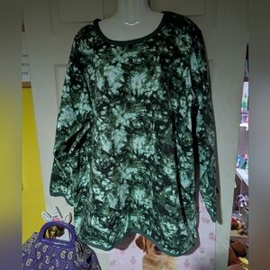 Woman Within Size 2X (26-28) Petite Green Tie Die Sweater EUC